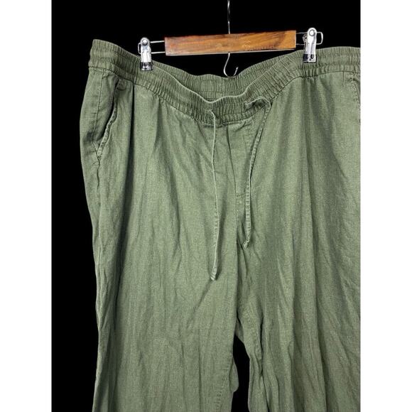 Old Navy Linen Blend Pants XXL 2X Womens Pull On Loose Leg Green Resort Wear - Picture 2 of 8